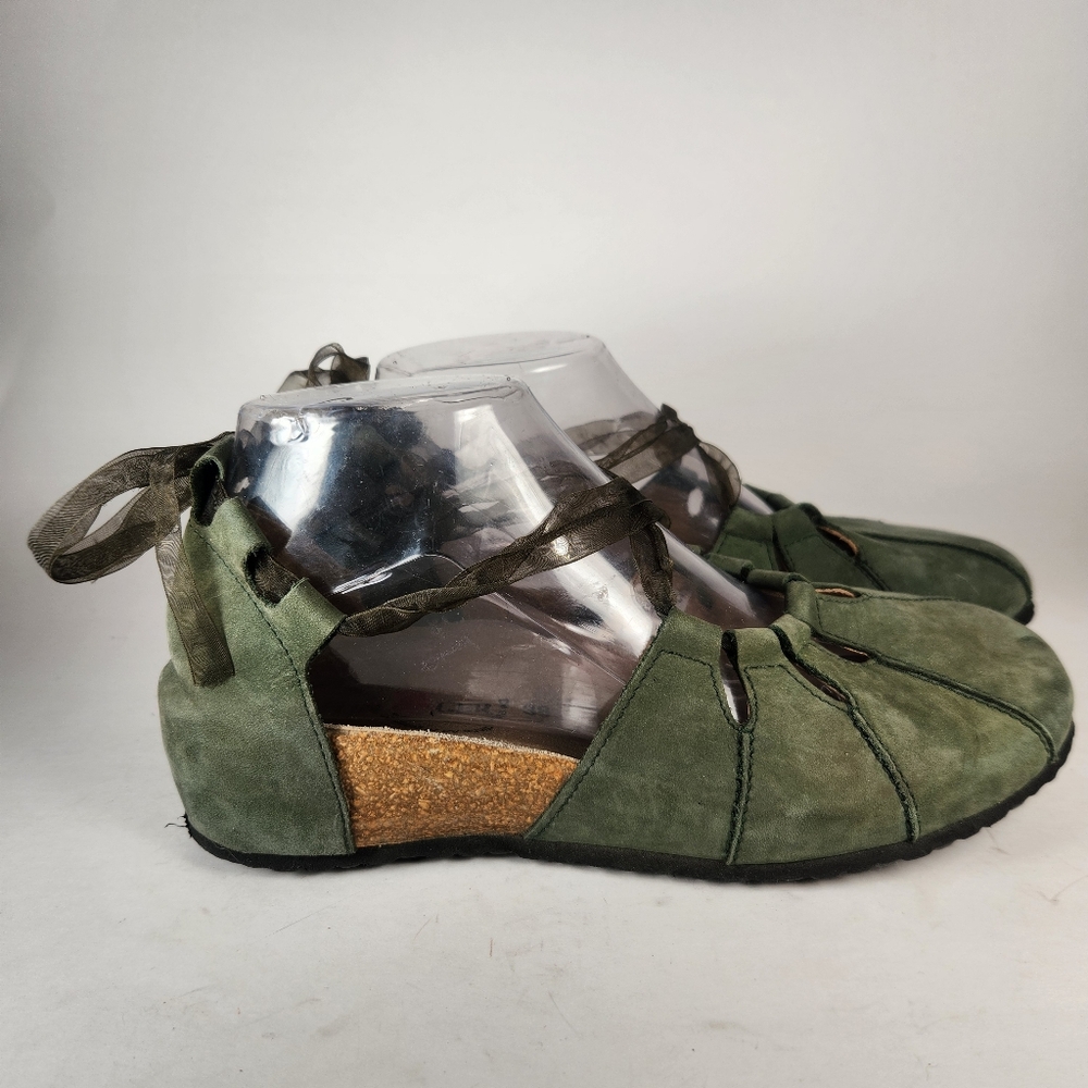 HAFLINGER Women's Eva Sandal Size 7 EU 38 Green Suede German Lace Up Shoes - Picture 2 of 10